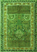 Serging Thickness of Machine Washable Persian Green Traditional Area Rugs, wshtr1233grn