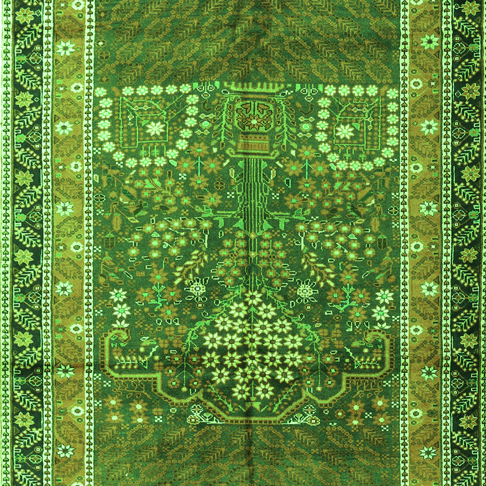 Serging Thickness of Machine Washable Persian Green Traditional Area Rugs, wshtr1233grn