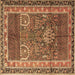 Square Machine Washable Persian Brown Traditional Rug, wshtr1233brn