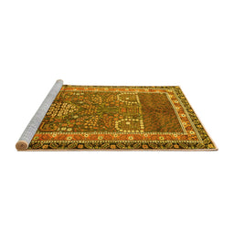 Sideview of Machine Washable Persian Yellow Traditional Rug, wshtr1233yw