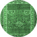 Round Machine Washable Persian Emerald Green Traditional Area Rugs, wshtr1233emgrn