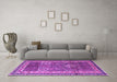 Machine Washable Persian Purple Traditional Area Rugs in a Living Room, wshtr1233pur