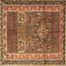 Square Persian Brown Traditional Rug, tr1233brn