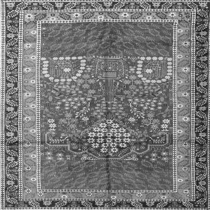 Round Machine Washable Persian Gray Traditional Rug, wshtr1233gry