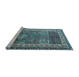 Sideview of Machine Washable Persian Light Blue Traditional Rug, wshtr1233lblu