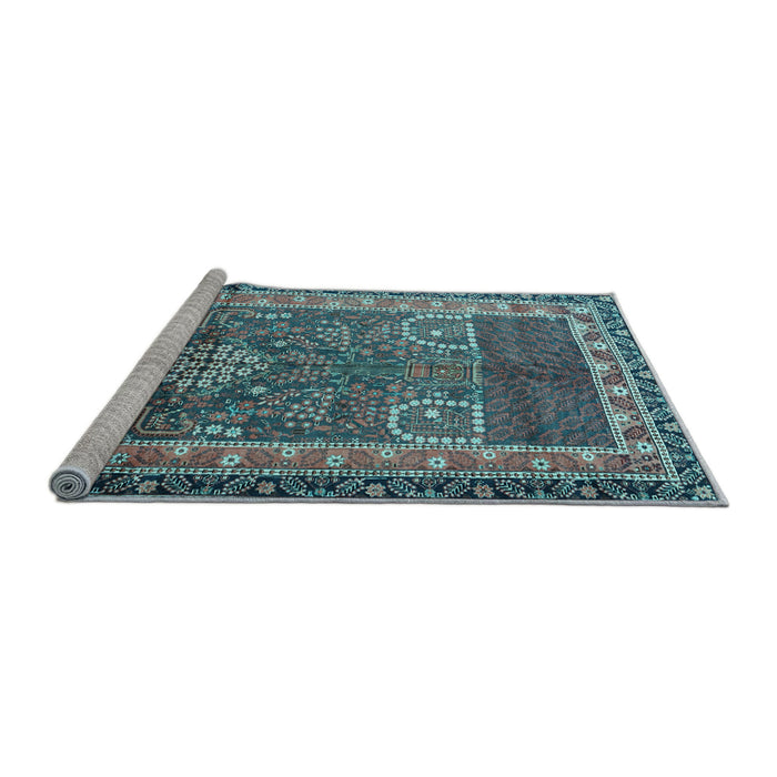 Sideview of Machine Washable Persian Light Blue Traditional Rug, wshtr1233lblu