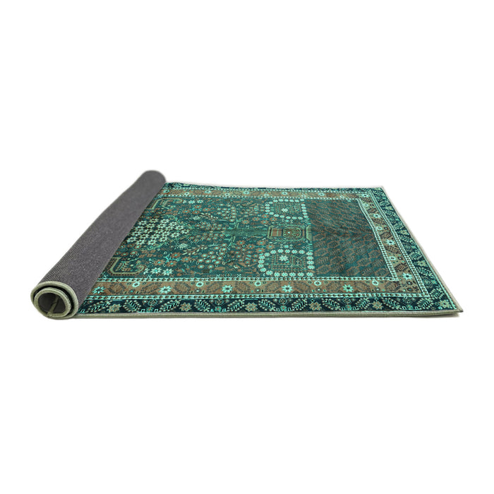 Sideview of Persian Turquoise Traditional Rug, tr1233turq