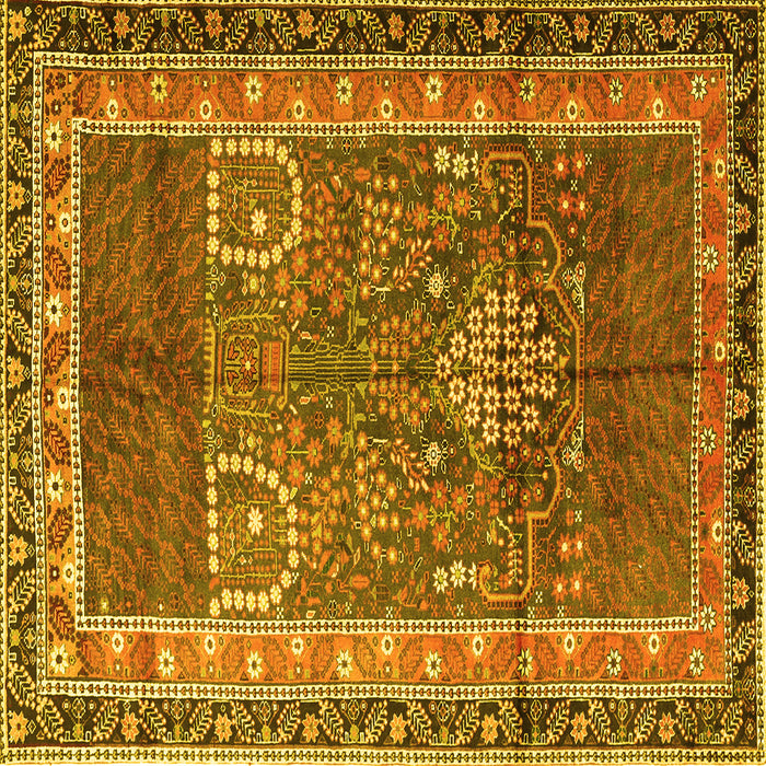 Square Persian Yellow Traditional Rug, tr1233yw