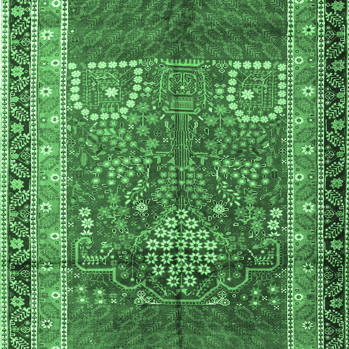 Machine Washable Persian Emerald Green Traditional Area Rugs, wshtr1233emgrn