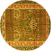 Round Persian Yellow Traditional Rug, tr1233yw