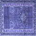 Square Machine Washable Persian Blue Traditional Rug, wshtr1233blu