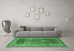 Machine Washable Persian Emerald Green Traditional Area Rugs in a Living Room,, wshtr1233emgrn