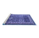 Sideview of Machine Washable Persian Blue Traditional Rug, wshtr1233blu