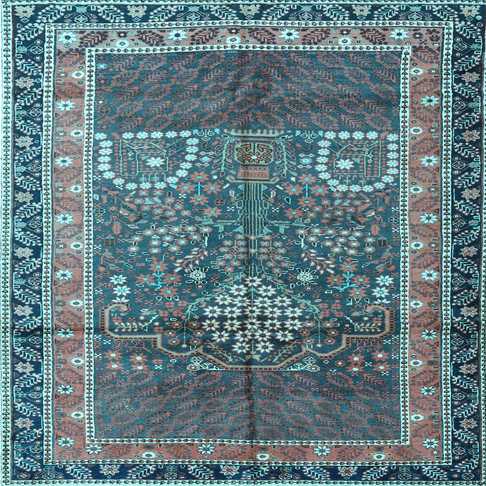Square Machine Washable Persian Light Blue Traditional Rug, wshtr1233lblu