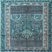 Square Machine Washable Persian Light Blue Traditional Rug, wshtr1233lblu