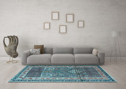 Machine Washable Persian Light Blue Traditional Rug in a Living Room, wshtr1233lblu