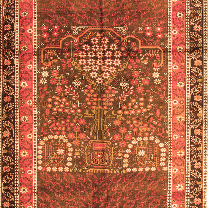 Serging Thickness of Machine Washable Persian Orange Traditional Area Rugs, wshtr1233org