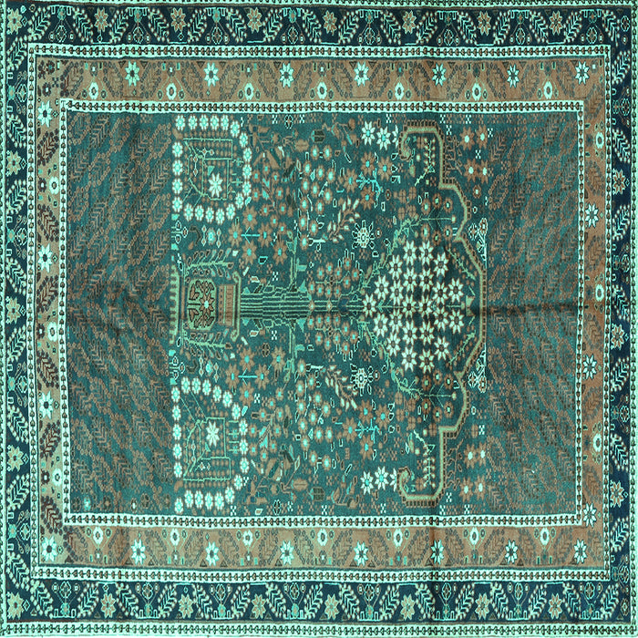 Square Persian Turquoise Traditional Rug, tr1233turq