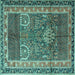 Square Persian Turquoise Traditional Rug, tr1233turq