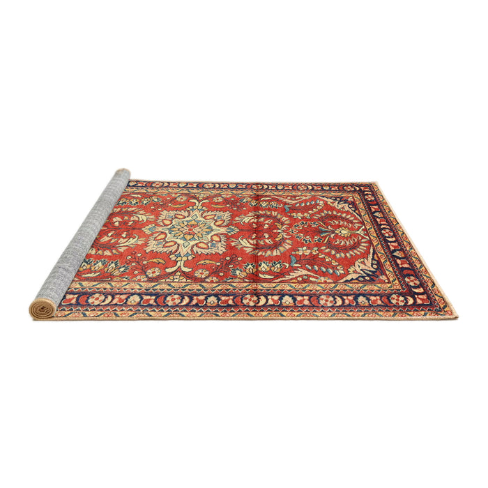 Sideview of Machine Washable Traditional Sand Brown Rug, wshtr1234