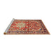 Sideview of Machine Washable Traditional Sand Brown Rug, wshtr1234