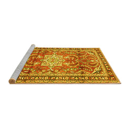 Sideview of Machine Washable Persian Yellow Traditional Rug, wshtr1234yw