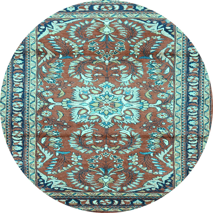 Round Machine Washable Persian Light Blue Traditional Rug, wshtr1234lblu