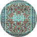 Round Machine Washable Persian Light Blue Traditional Rug, wshtr1234lblu