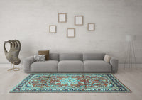 Machine Washable Persian Light Blue Traditional Rug, wshtr1234lblu