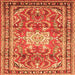 Round Machine Washable Persian Orange Traditional Area Rugs, wshtr1234org