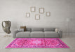 Machine Washable Persian Pink Traditional Rug in a Living Room, wshtr1234pnk