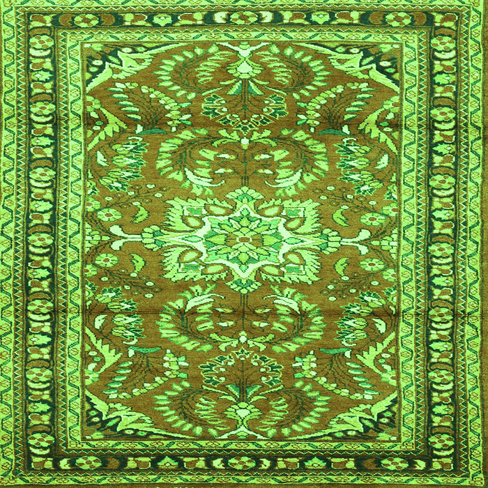 Round Machine Washable Persian Green Traditional Area Rugs, wshtr1234grn