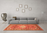 Machine Washable Persian Orange Traditional Rug, wshtr1234org