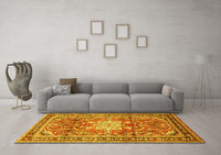 Machine Washable Persian Yellow Traditional Rug, wshtr1234yw