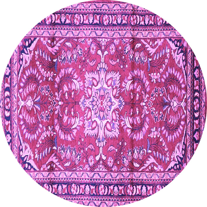 Round Machine Washable Persian Purple Traditional Area Rugs, wshtr1234pur