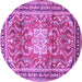 Round Machine Washable Persian Purple Traditional Area Rugs, wshtr1234pur