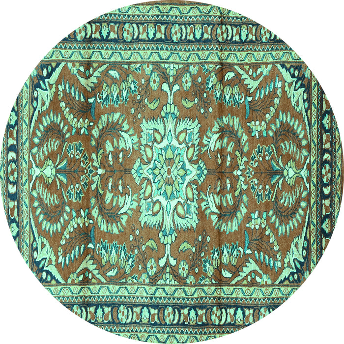 Round Persian Turquoise Traditional Rug, tr1234turq