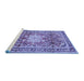 Sideview of Machine Washable Persian Blue Traditional Rug, wshtr1234blu