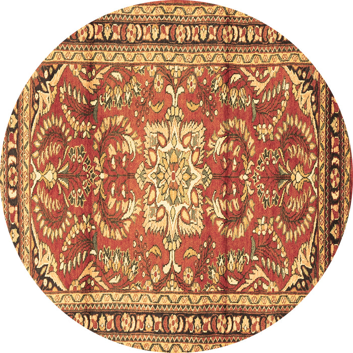 Round Persian Brown Traditional Rug, tr1234brn
