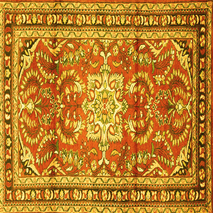 Square Machine Washable Persian Yellow Traditional Rug, wshtr1234yw