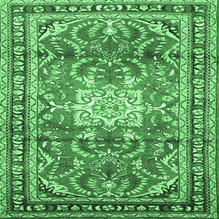 Square Machine Washable Persian Emerald Green Traditional Area Rugs, wshtr1234emgrn