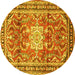 Round Machine Washable Persian Yellow Traditional Rug, wshtr1234yw