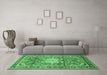 Machine Washable Persian Emerald Green Traditional Area Rugs in a Living Room,, wshtr1234emgrn