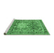 Sideview of Machine Washable Persian Emerald Green Traditional Area Rugs, wshtr1234emgrn