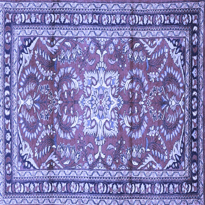 Square Machine Washable Persian Blue Traditional Rug, wshtr1234blu