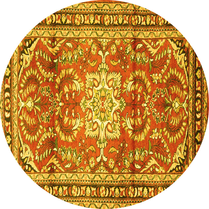 Round Persian Yellow Traditional Rug, tr1234yw