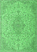 Machine Washable Persian Emerald Green Traditional Area Rugs, wshtr1235emgrn