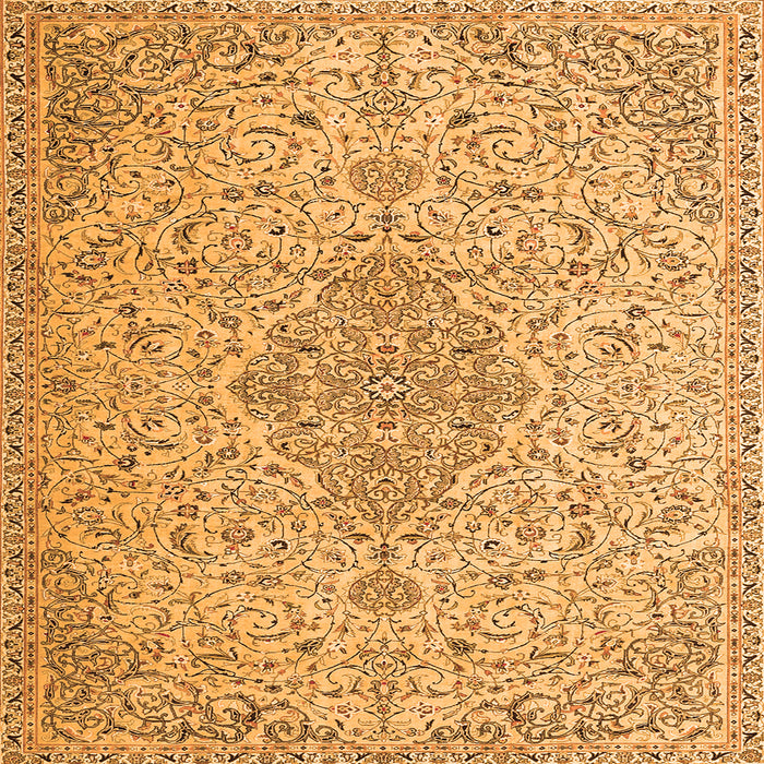 Round Machine Washable Persian Orange Traditional Area Rugs, wshtr1235org