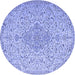 Round Machine Washable Persian Blue Traditional Rug, wshtr1235blu