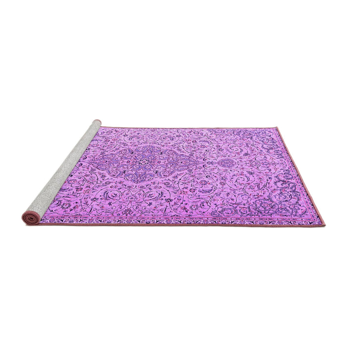 Sideview of Machine Washable Persian Purple Traditional Area Rugs, wshtr1235pur
